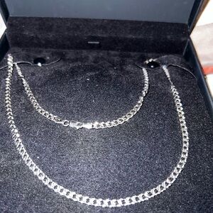Zales Men's 22” Diamond-Cut Curb Chain 925 Sterling Silver Made in Italy